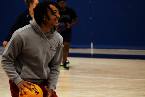 students playing dodgeball