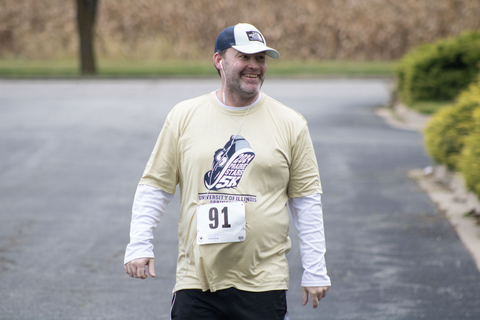 a racer walking the race