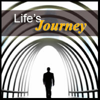 Silhouette of person walking with "Life's Journey" above them