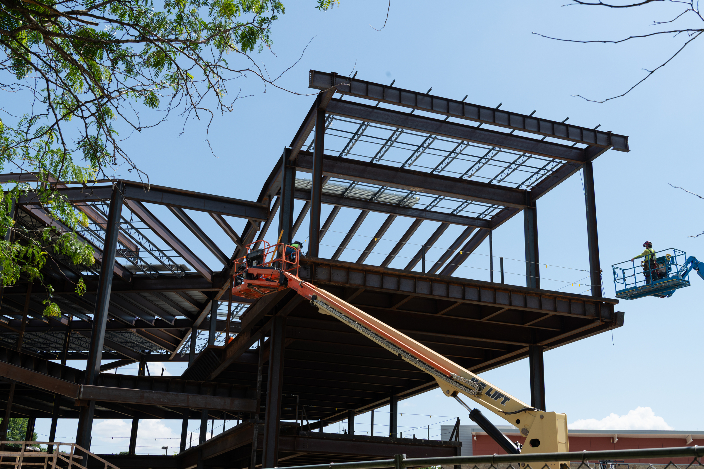 Crane used to develop steel structure of Library Commons