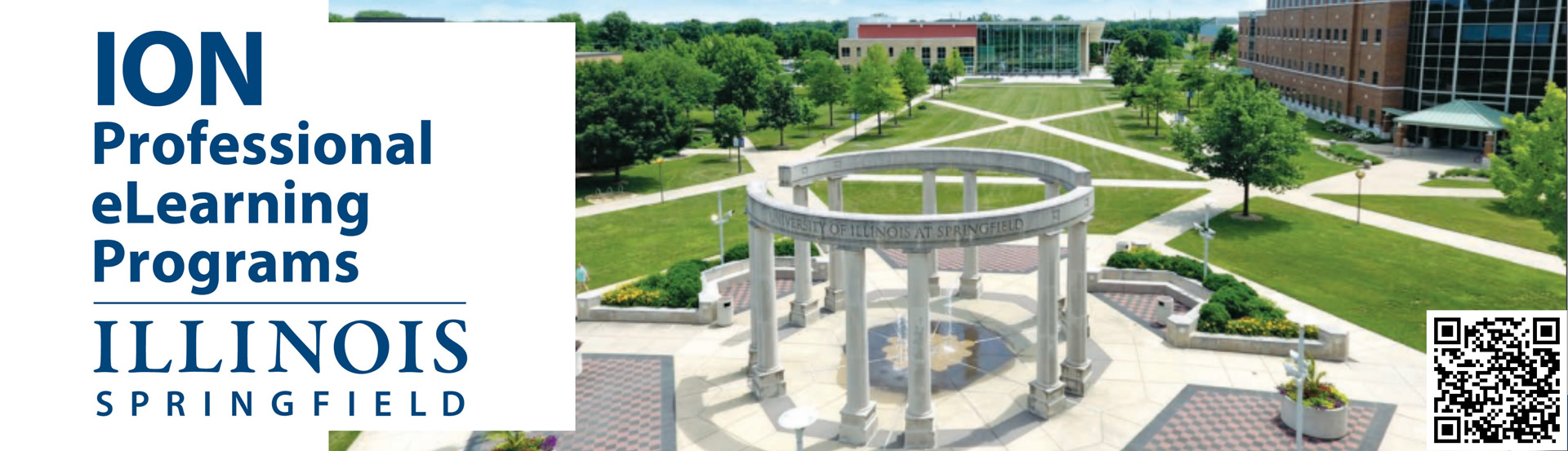 ION logo next to a overhead view of the colonnade