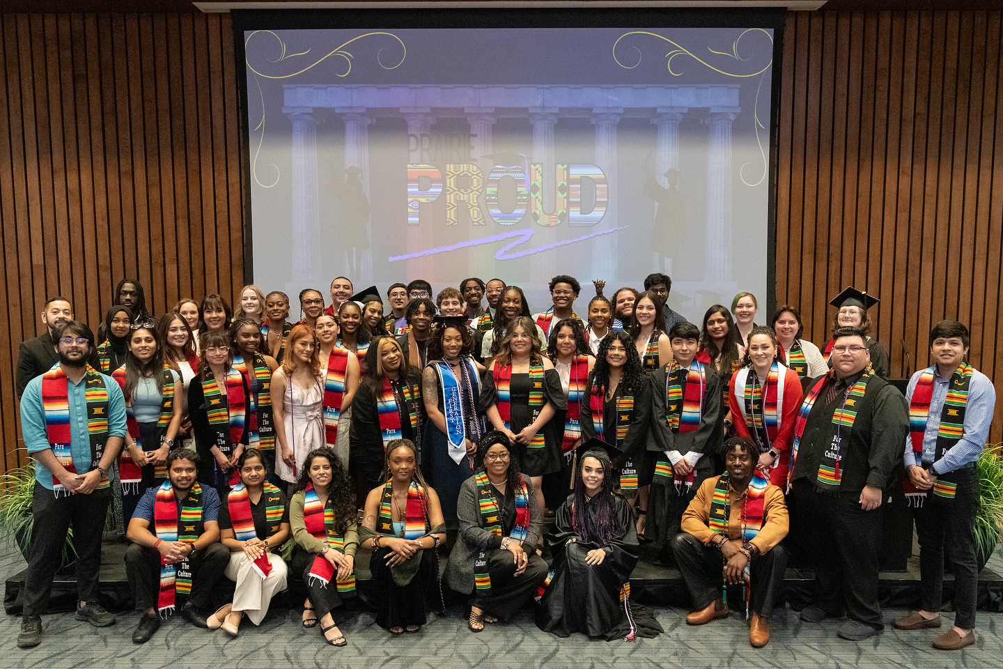 Group of students posing after the Prairie PROUD Graduation Celebration.