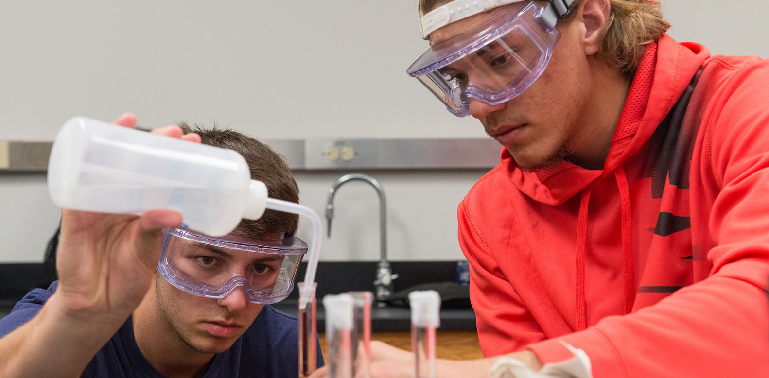 Students performing a laboratory experiment