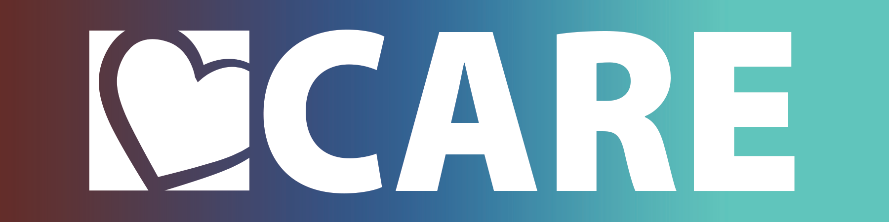 Heart logo beside the word "CARE" on a gradient background.