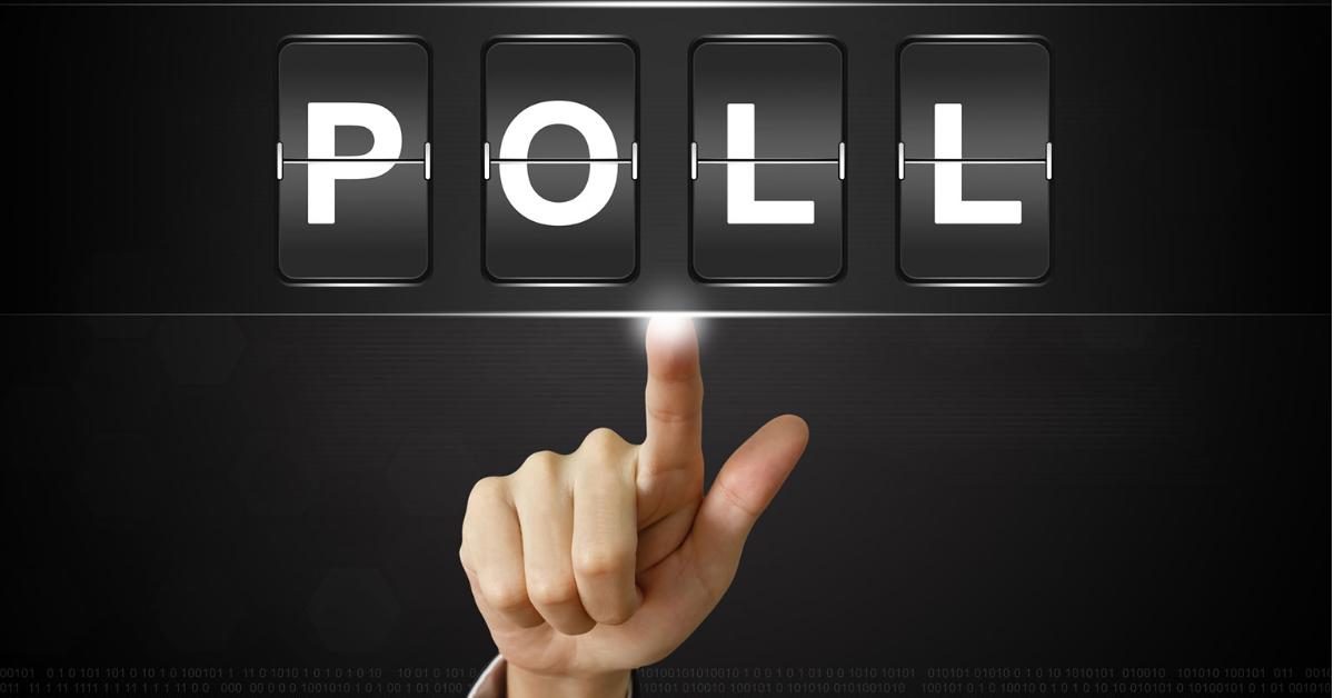 a finger pointing at the word "poll"