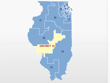 map of the congressional districts of Illinois