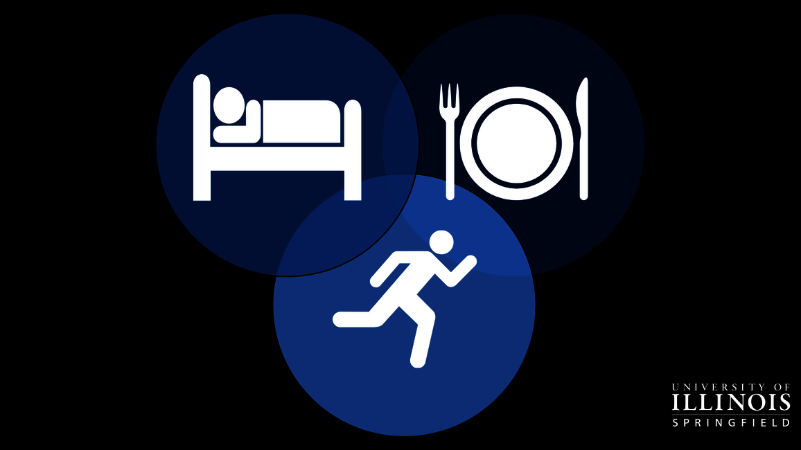 Three logos representing sleep, nutrition, and activity.