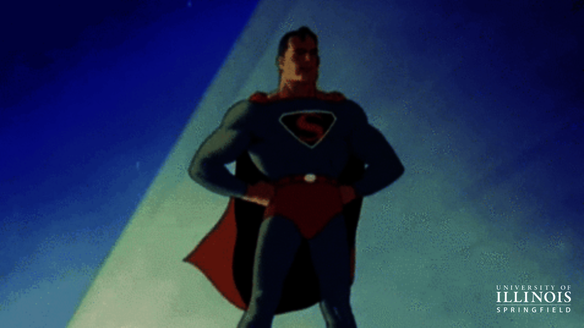 Superman in superman stance.