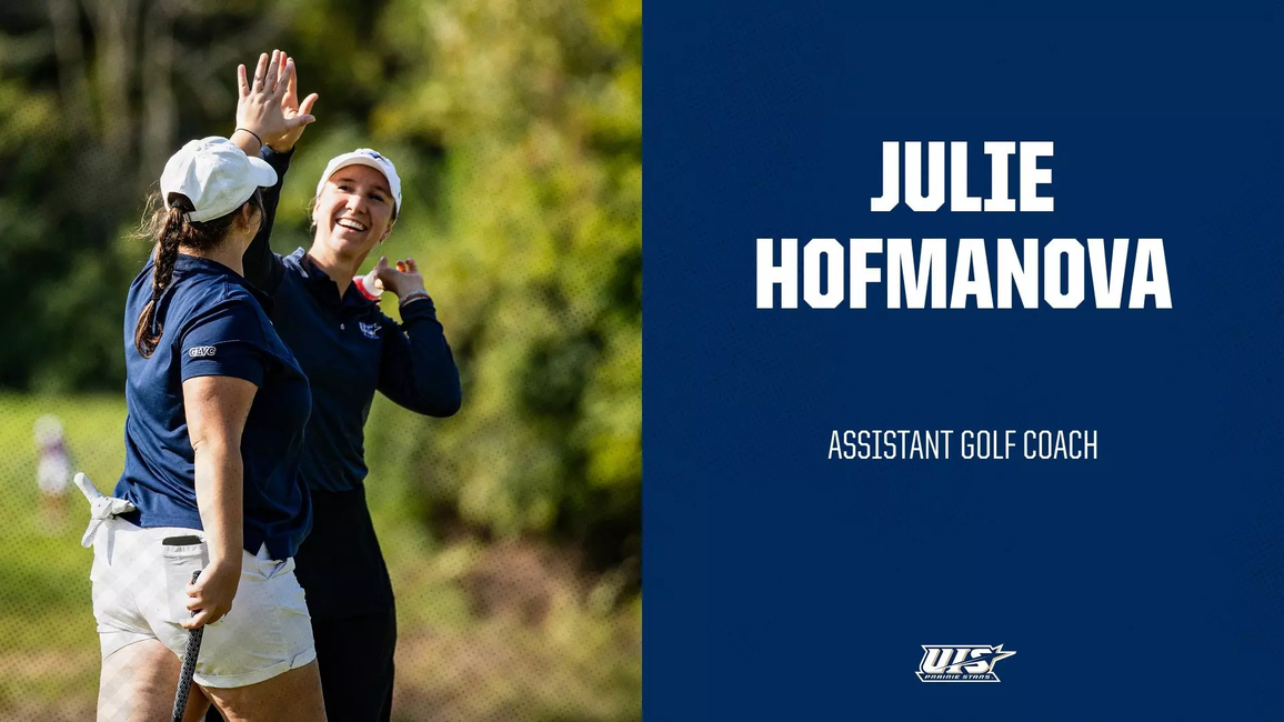 Julie Hofmanova UIS Golf assistant coach. A photo of Hofmanova high-fiving a player taken by Jacob Walton (Maryville)