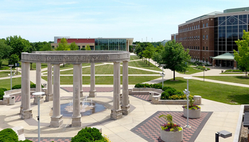 drone shot of UIS campus