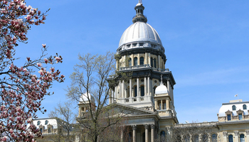 Illinois State Capitol during spring