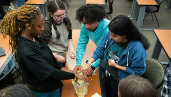 students at table