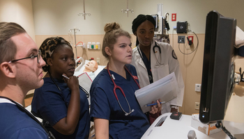 nursing students at computer