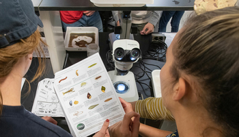 students with microscope