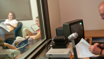 professor observing class exercise