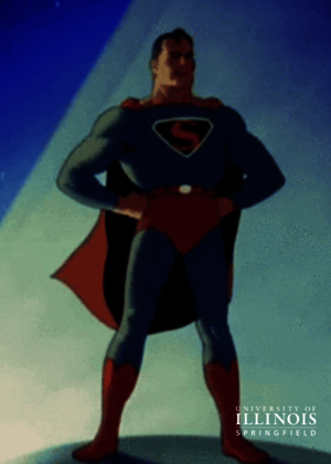 Superman in superman stance.