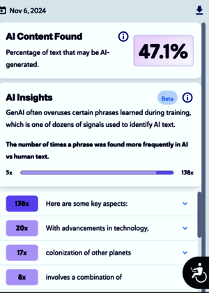 Copyleaks AI Insights results panel