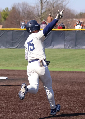 Hunter Moser celebrates a walk-off grand slam