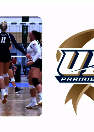 A photo of 2018 UIS Volleyball celebrating, 15 Years of NCAA DII Anniversary Series logo