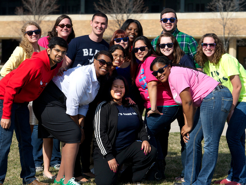 a group of students pose for a picture