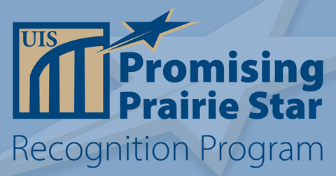 blue background with the prairie star and the logo for the Promising Prairie Star Recognition program