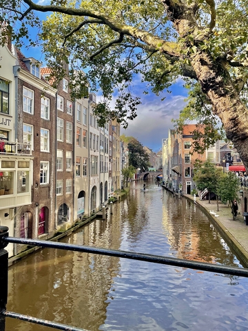 A river going through the center of a city.