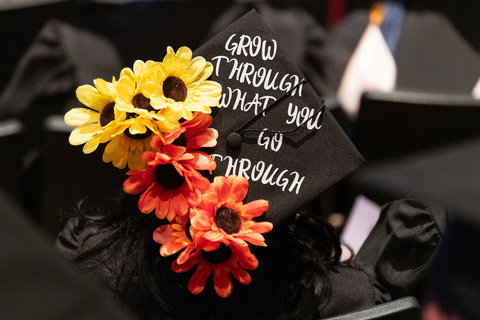 graduate cap with grow through what you go through