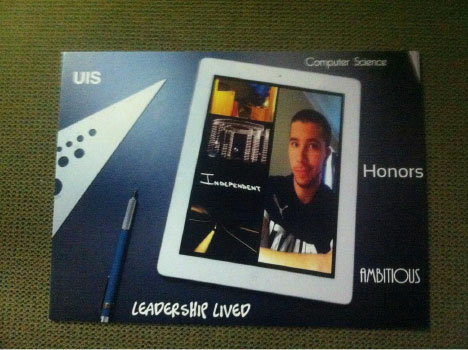 Andrew Maibenco's Graphic Design of an info card of himself in the Capitol Honors program
