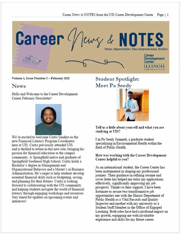 screenshot of the first page of Career News & Notes February 2025 edition