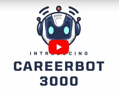 decorative image showing a robot head and the words introducing careerbot 3000