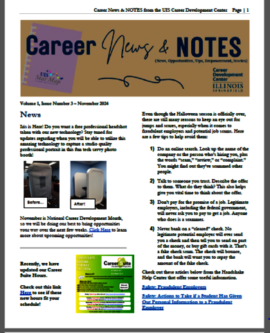 screenshot of the first page of the November 2024 newsletter