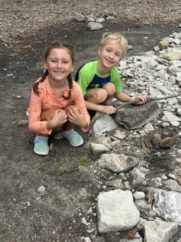 children at the pond