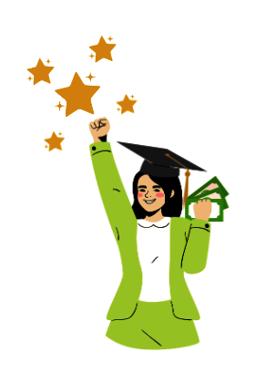 I cartoon graduate is reaching for the stars.