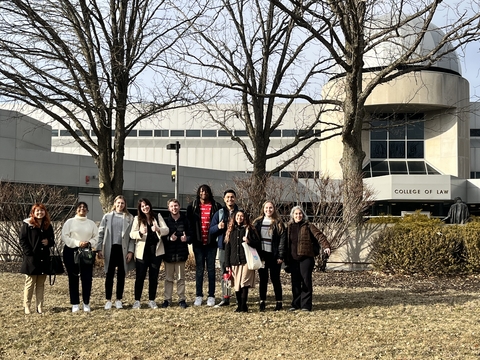 UIS students standing in front of the University of Iowa's College of Law