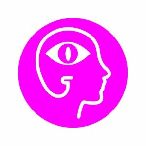 icon of a face profile with an eye where the brain would be