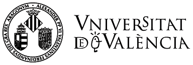 Black and white, University of Valencia logo and coat of arms
