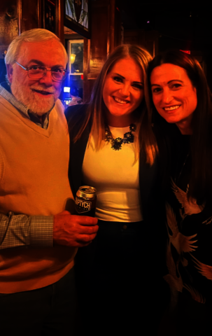 John Ringle, Dana Goodrum and Carrie Bauer in a bar. 