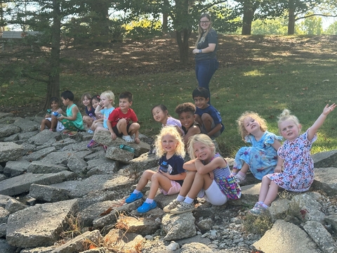 group photo at the pond