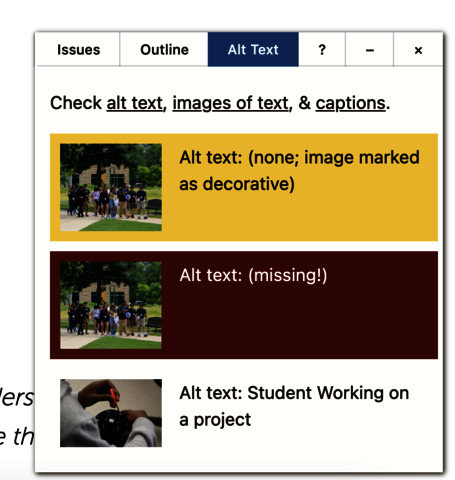 alt text tab on accessibility checker