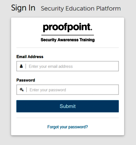 ProofPoint Login Page