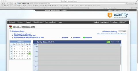 Schedule/ Reschedule Exam page