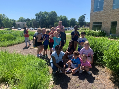 children outside student union