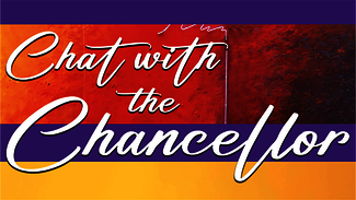 Chat with the Chancellor banner in red and orange hues.