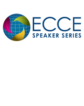 A graphic of a globe with pink, green and yellow leaves and text that says "ECCE Speaker Series."