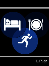 Three logos representing sleep, nutrition, and activity.