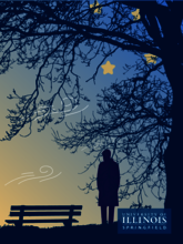 A graphic of a man looking sad at night.