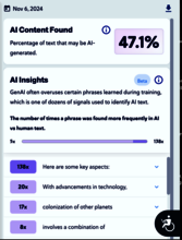 Copyleaks AI Insights results panel