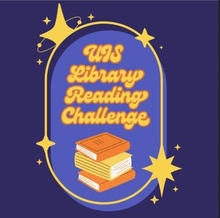 UIS Library Reading Challenge logo with stacked books and stars.