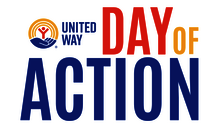 United Way Day of Action logo in blue, red and yellow.