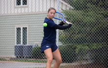 Jane Carter playing tennis